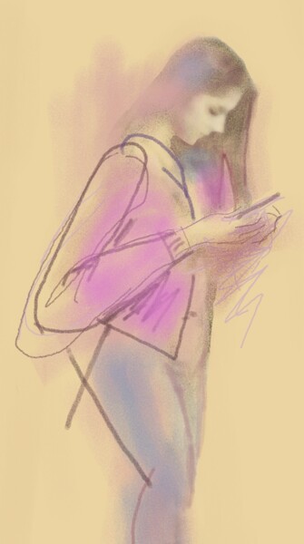 Digital Arts titled "Woman Standing" by Ernesto Rivera Novoa, Original Artwork, Digital Painting