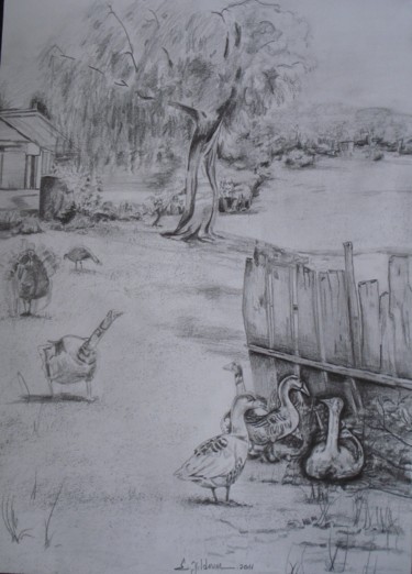 Drawing titled "kazlar-2010.jpg" by Erol Yıldırım, Original Artwork