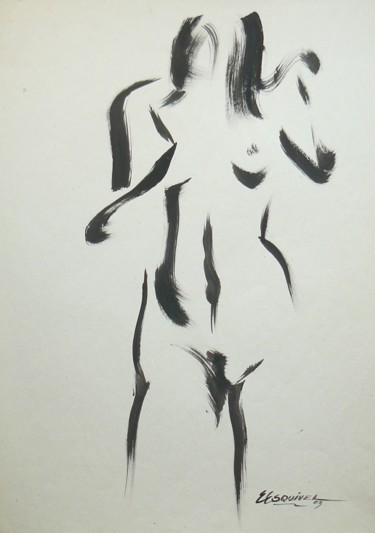 Dibujo titulada "torso de mujer" por Erwin Esquivel C, Obra de arte original, Tinta