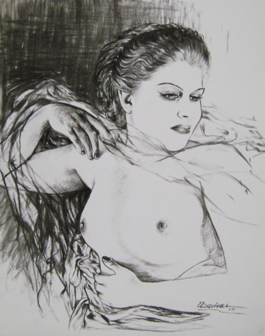 Dibujo titulada "maria" por Erwin Esquivel C, Obra de arte original, Carbón