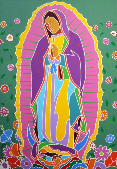 Pintura titulada "La Virgen de Guadal…" por Erwin Esquivel C, Obra de arte original, Acrílico