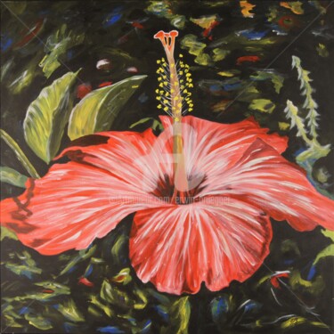 Painting titled "Dschungelblume" by Erwin Bruegger, Original Artwork, Acrylic Mounted on Wood Stretcher frame