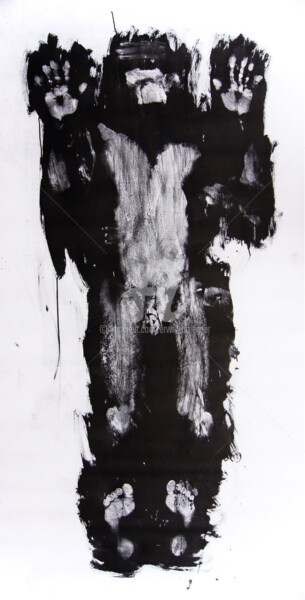 Painting titled "Male nude front" by Erwin Bruegger, Original Artwork, Ink