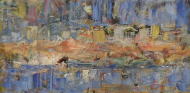 Pintura intitulada "Domy nad wodą" por Eryk Maler, Obras de arte originais, Óleo
