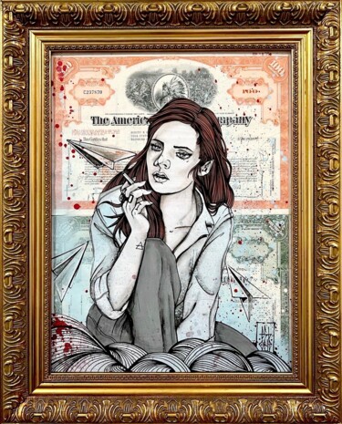 Painting titled "The Smoking Girl (…" by Esboner, Original Artwork, Acrylic