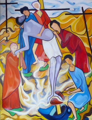 Schilderij getiteld "Mirage" door Esdez, Origineel Kunstwerk, Olie Gemonteerd op Frame voor houten brancard