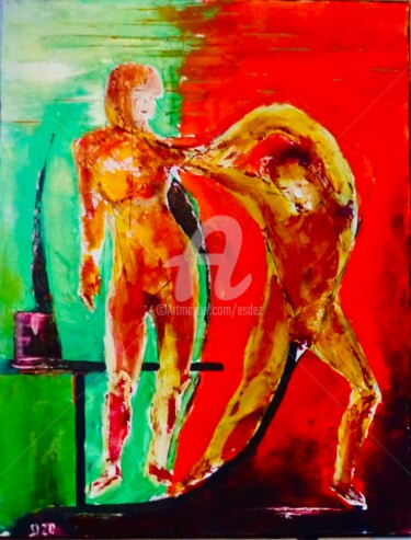 Картина под названием "Speed dating" - Esdez, Подлинное произведение искусства, Масло Установлен на Деревянная рама для носи…