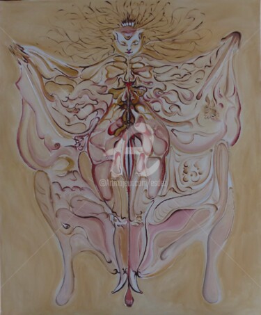 Ζωγραφική με τίτλο "Vamp" από Esdez, Αυθεντικά έργα τέχνης, Λάδι Τοποθετήθηκε στο Ξύλινο φορείο σκελετό