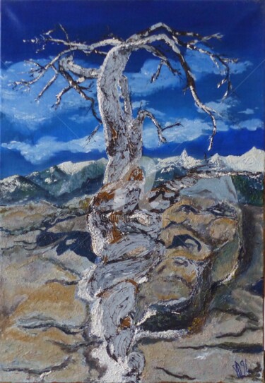 제목이 "Ecorce sous la neige"인 미술작품 Esdez로, 원작, 기름 나무 들것 프레임에 장착됨
