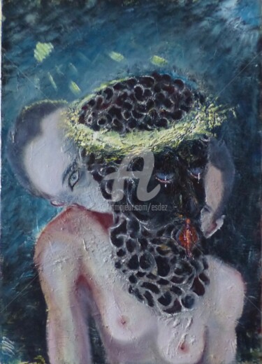 Malarstwo zatytułowany „La formation du gen…” autorstwa Esdez, Oryginalna praca, Olej Zamontowany na Drewniana rama noszy