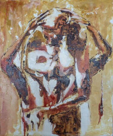 Schilderij getiteld "Tendresse N°2" door Esdez, Origineel Kunstwerk, Olie Gemonteerd op Frame voor houten brancard