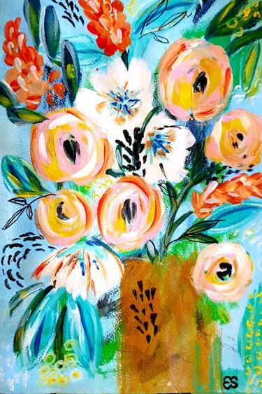 Painting titled "Spring flowers in a…" by Esmeralda Skverer, Original Artwork, Acrylic