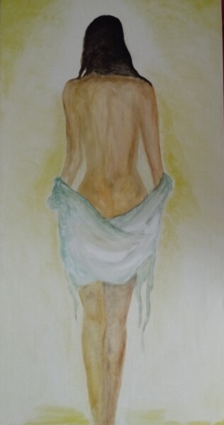 Картина под названием ""Nudo in controluce"" - Esoterya, Подлинное произведение искусства, Акварель