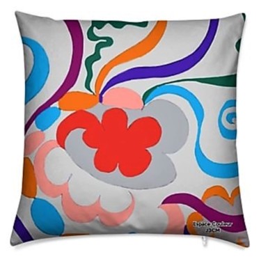 Diseño titulada "COUSSIN SOURIRE" por J3cm (Carine), Obra de arte original, Accesorios