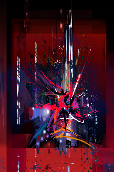 Digital Arts titled "Time Square - Série…" by Gérard Esquerre, Original Artwork, Digital Painting Mounted on Aluminium