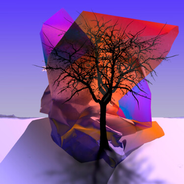 Arte digitale intitolato "Auprès de mon arbre" da Gérard Esquerre, Opera d'arte originale, Lavoro digitale 2D Montato su Met…