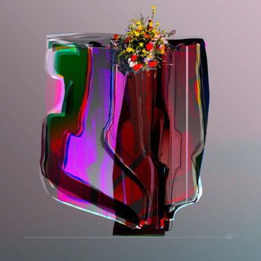 Artes digitais intitulada "Le Vase" por Gérard Esquerre, Obras de arte originais, Pintura digital Montado em Alumínio