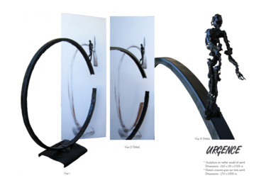 Sculpture titled "URGENCE" by Gérard Esquerre, Original Artwork, Metals