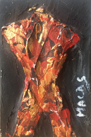 Painting titled "Gold Woman" by Marc Cases, Original Artwork, Acrylic