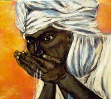Painting titled "La soif au Sahara" by Essia, Original Artwork, Oil