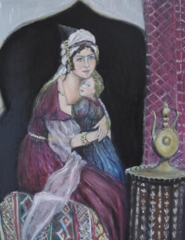 Painting titled "Coiffes traditionne…" by Essia, Original Artwork, Oil