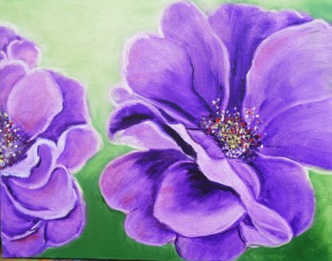 Ζωγραφική με τίτλο "violettes" από Essia, Αυθεντικά έργα τέχνης, Λάδι