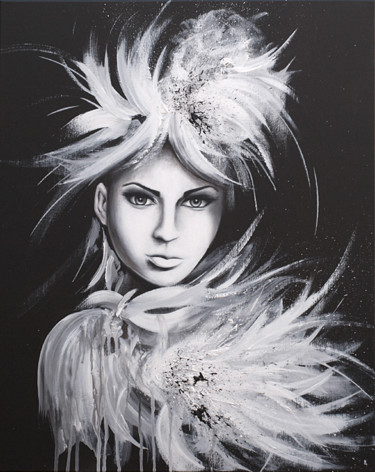 Pittura intitolato ""Mon truc en plumes"" da Estelle Barbet, Opera d'arte originale, Acrilico