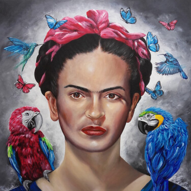 Schilderij getiteld ""Viva Frida"" door Estelle Barbet, Origineel Kunstwerk, Acryl