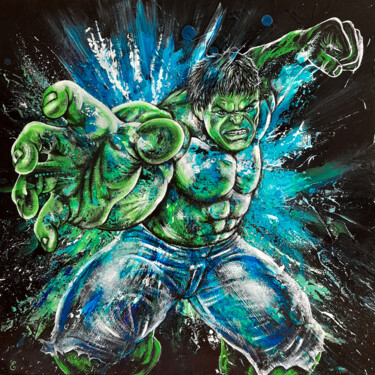 Schilderij getiteld ""Angry Hulk"" door Estelle Barbet, Origineel Kunstwerk, Acryl