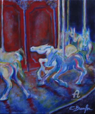 Painting titled "Carousel de nuit.jpg" by Estelle Bonenfan, Original Artwork, Acrylic