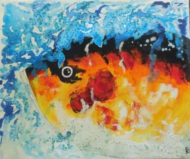 Painting titled "POISSON" by Estelle Euzenat, Original Artwork, Acrylic