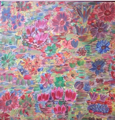 Malerei mit dem Titel "prairie fleurie" von Estelle.L, Original-Kunstwerk, Acryl