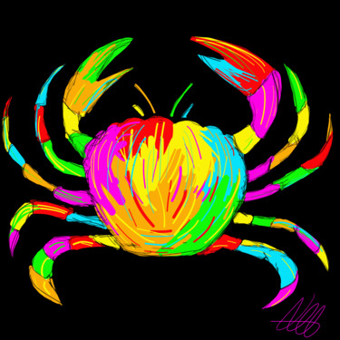 Arte digital titulada "Crabe multicolore" por Estelle Morelli, Obra de arte original, Trabajo Digital 2D