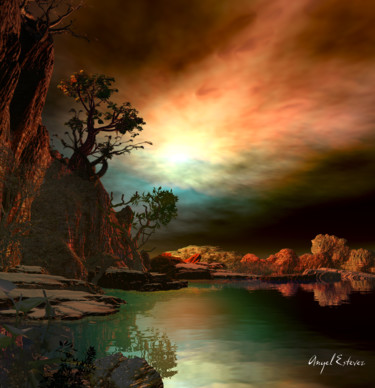 Digital Arts titled "Sunset of colors" by Angel Estevez, Original Artwork, 3D Modeling