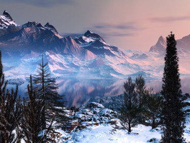 Digital Arts titled "Majestic mountains" by Angel Estevez, Original Artwork, 3D Modeling