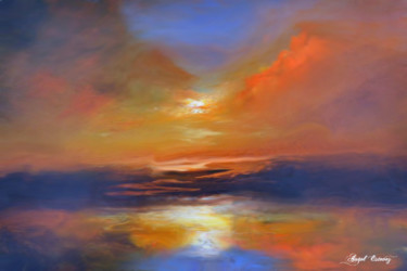 Digital Arts titled "Reddish clouds" by Angel Estevez, Original Artwork, Digital Painting