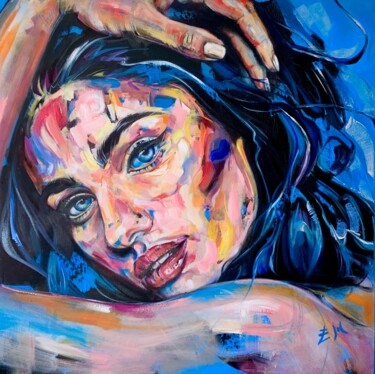 Painting titled "Blue Memory" by Esther Martínez, Original Artwork, Oil