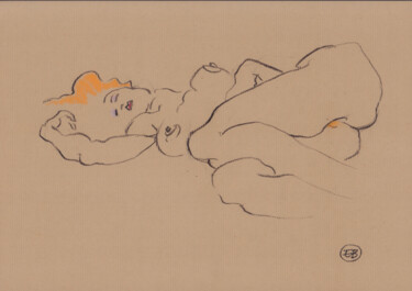 Dessin intitulée "A591 Doris laying" par Etienne Bonnet, Œuvre d'art originale, Pastel