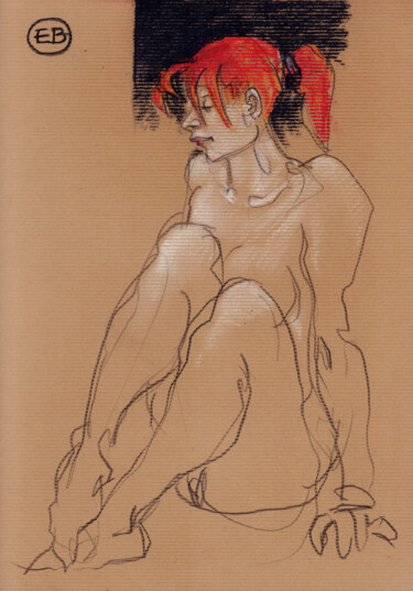 Rysunek zatytułowany „A408 Thérèse” autorstwa Etienne Bonnet, Oryginalna praca, Pastel