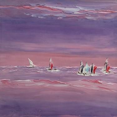 Painting titled "Balade en mer" by Etienne Guérinaud, Original Artwork, Oil Mounted on Other rigid panel