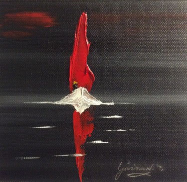 Peinture intitulée "En rouge" par Etienne Guérinaud, Œuvre d'art originale, Huile Monté sur Autre panneau rigide
