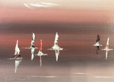 Peinture intitulée "Douceur sur l'Océan" par Etienne Guérinaud, Œuvre d'art originale, Huile Monté sur Autre panneau rigide