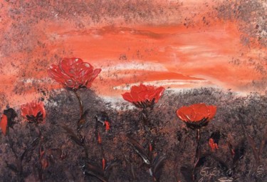 Peinture intitulée "Les coquelicots rou…" par Etienne Guérinaud, Œuvre d'art originale, Huile