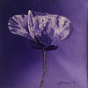 Peinture intitulée "Coquelicot violet (…" par Etienne Guérinaud, Œuvre d'art originale, Huile Monté sur Autre panneau rigide