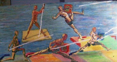 Malerei mit dem Titel "mouvements-du-joute…" von Etienne Saint-Michel, Original-Kunstwerk, Acryl