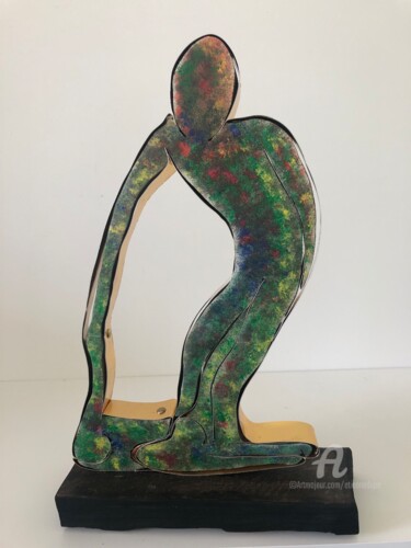 Skulptur mit dem Titel "main dans main" von Étienne Dupé, Original-Kunstwerk, Holz