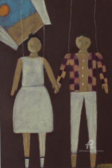 Peinture intitulée "Marionnettes amoure…" par Etolessence, Œuvre d'art originale, Autre