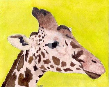 Ζωγραφική με τίτλο "giraffe" από Ellen Hendrikx, Αυθεντικά έργα τέχνης, Ακουαρέλα