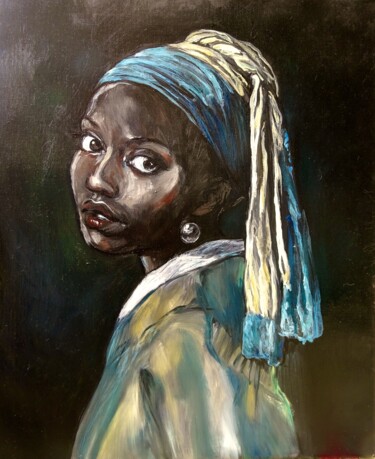"jeune fille africai…" başlıklı Tablo Etzi tarafından, Orijinal sanat, Petrol