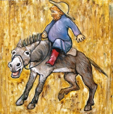 Painting titled "Sancho Panza et Pép…" by Etzi, Original Artwork, Oil